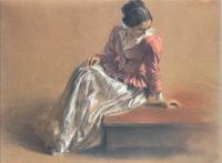 Menzel, Adolph von - Costume Study of a Seated Woman, The Artist's Sister Emilie